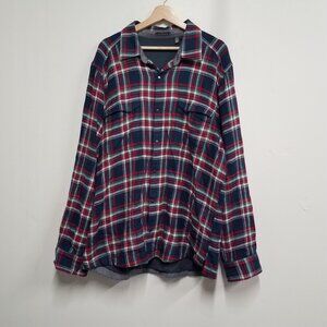 Toad Co Mojac Overshirt Shacket Mens XL Blue Plaid Flannel Shirt Lined T2251504